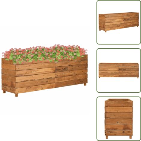Macetas - vidaXL Arriate elevado madera de teca reciclada y acero 150x40x55 cm - Jardinera para plantas