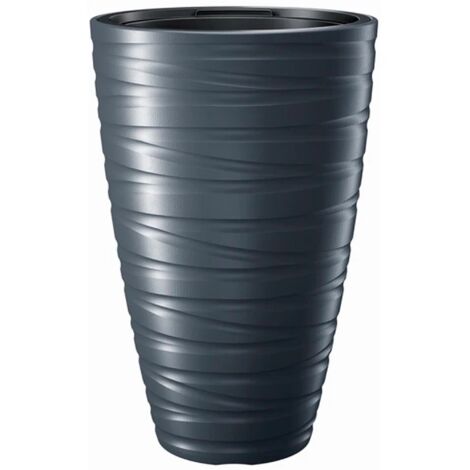 Macetero alto con deposito 43L Maze de plastico en color antracita 37,5 (largo) x 37,5 (ancho) x 57,9 (alto) cm