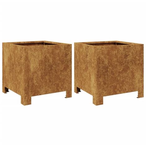 Macetero bancal elevado plantas flores jardín terrazas juego de 2 30 x 30 x 30 cm acero corten marrón 020038918