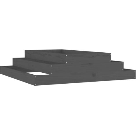 Macetero bancal elevado plantas flores terraza jardín 110 x 110 x 27 cm madera maciza de pino gris 020037311