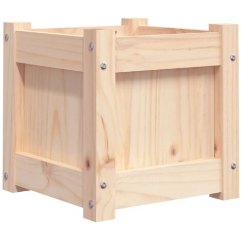 Macetero bancal elevado plantas flores terraza jardín 31 x 31 x 31 cm madera maciza de pino marrón 020037498