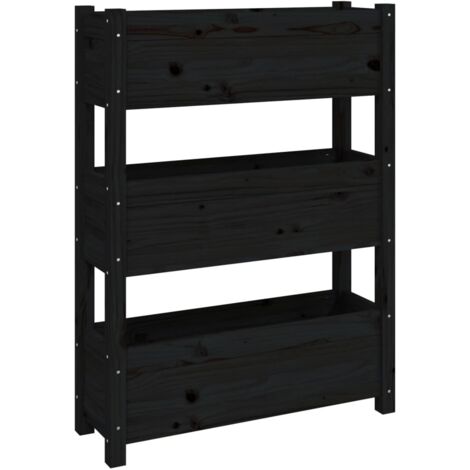 Macetero bancal elevado plantas flores terraza jardín 77 x 25 x 104,5 cm madera maciza de pino negro 020037848