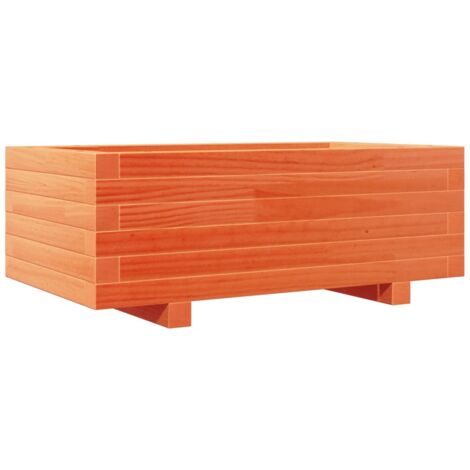 Macetero bancal elevado plantas flores terraza jardín cera 70 x 40 x 26,5 cm madera maciza de pino marrón 020038480