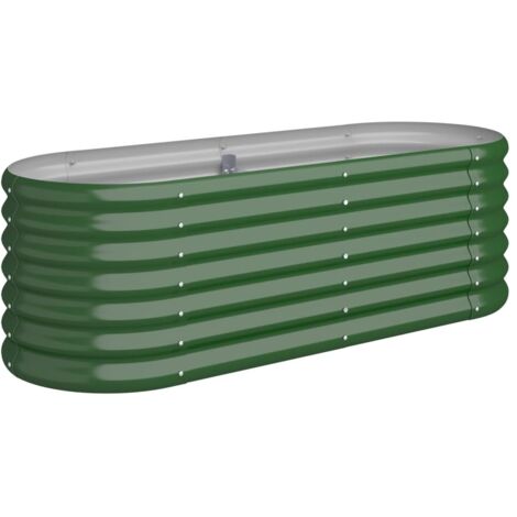 Macetero bancal elevado plantas flores terraza jardín jardín acero con recubrimiento en polvo 114 x 40 x 36 cm verde 020039571