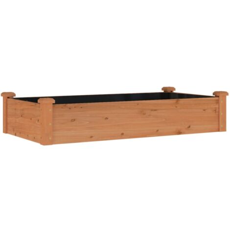 Macetero bancal elevado plantas flores terraza jardín revestimiento de jardín 120 x 60 x 25 cm madera maciza abeto marrón 020039837