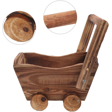 [Macetero] Carrito de servicio de madera maciza de cedro para mini cactus, 23,5 x 16 x 16 cm, estilo vintage, multifuncional, para uso en interiores.