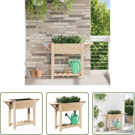 Macetero con estante -  Macetero de Jardín con estante Beige 111 x 37 x 76,5 cm