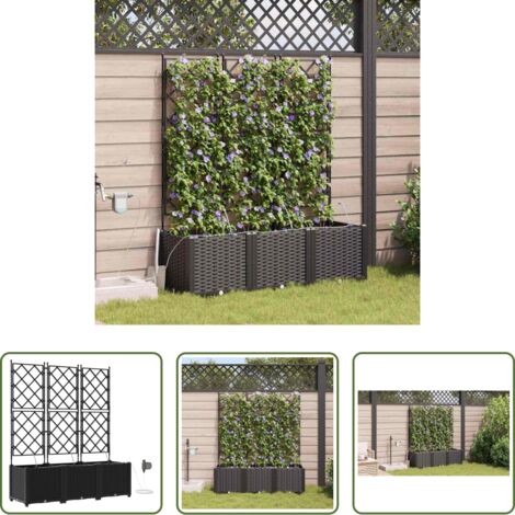 Macetero con riego -  Macetero de Jardín 3 pcs Negro Acero