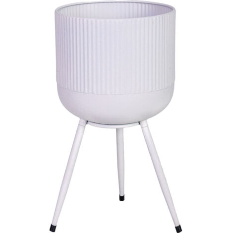 Macetero con soporte de metal blanco 25,5x25,5x48h cm