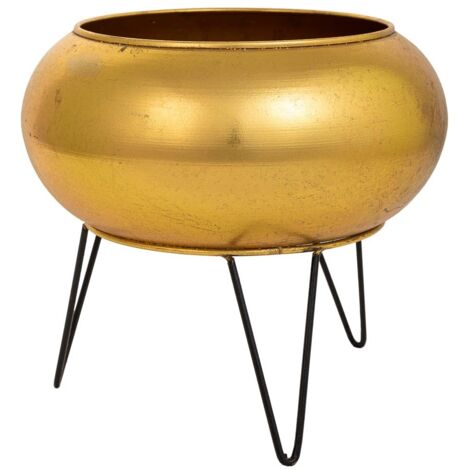 Macetero con soporte de metal dorado 29x29x26.5