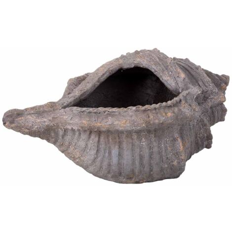 Macetero concha color piedra, 65x37x32h cm