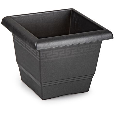 Macetero cuadrado de plastico 25 cm Negro