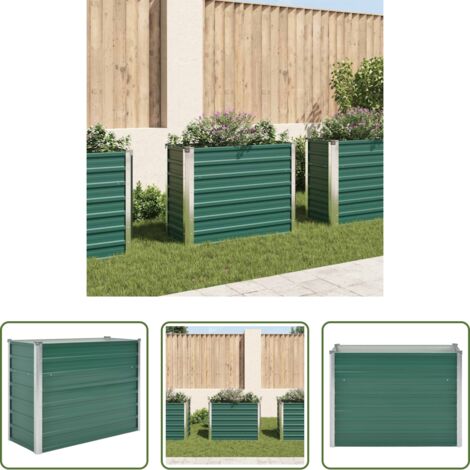 Macetero de acero -  Arriate de jardín de acero galvanizado verde 100x40x77 cm