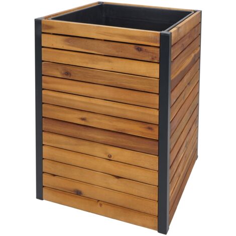 Macetero de exterior en madera de acacia 60 x 42 x 42 cm marrón 040007217