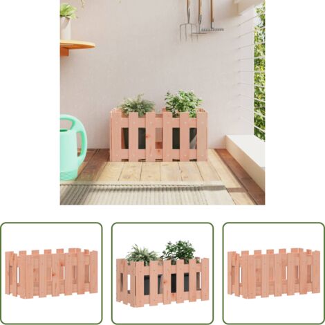 Macetero de exterior - Jardinera con diseño de valla madera maciza Douglas 60x30x30 cm