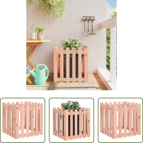 Macetero de exterior - Jardinera con diseño de valla madera maciza Douglas 60x60x60 cm