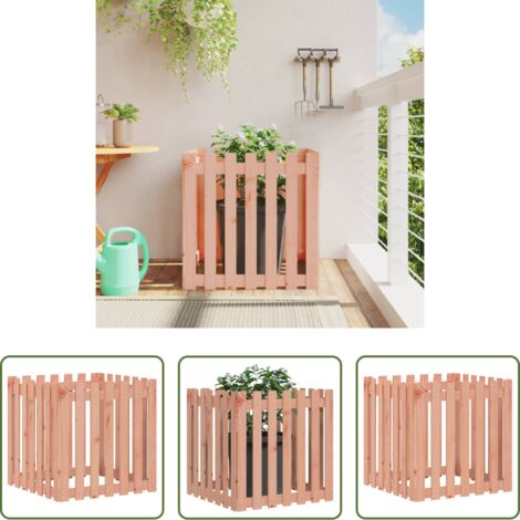 Macetero de exterior - Jardinera con diseño de valla madera maciza Douglas 70x70x70 cm