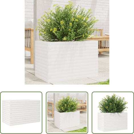Macetero de jardín -  Jardinera de madera maciza de pino blanco 70x40x45,5 cm