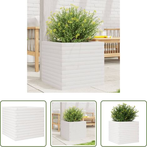 Macetero de jardín -  Jardinera madera maciza de pino blanco 50x50x45,5 cm