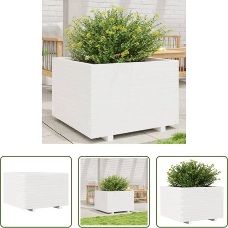 Macetero de jardín -  Jardinera madera maciza de pino blanco 70x70x49,5 cm