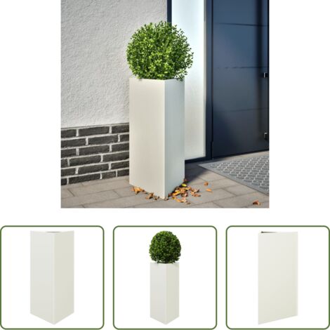 Macetero de jardín -  Jardinera triangular acero blanco 40x34,5x70 cm