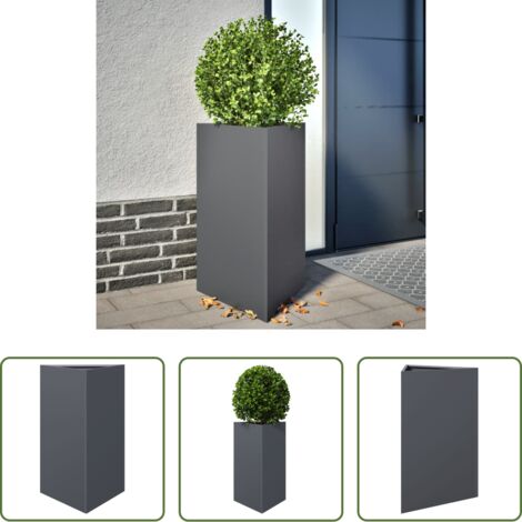 Macetero de jardín -  Jardinera triangular acero gris antracita 50x43x75 cm