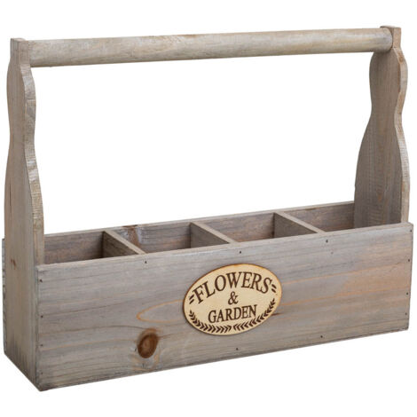 Macetero de madera gris 34x9,5x10/26,5