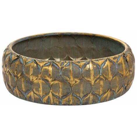Macetero de metal dorado 31.5x31.5x9.5