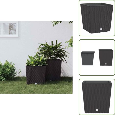 Macetero de polipropileno - vidaXL Macetero con interior extraíble PP ratán marrón 21/32 L - Macetero marrón