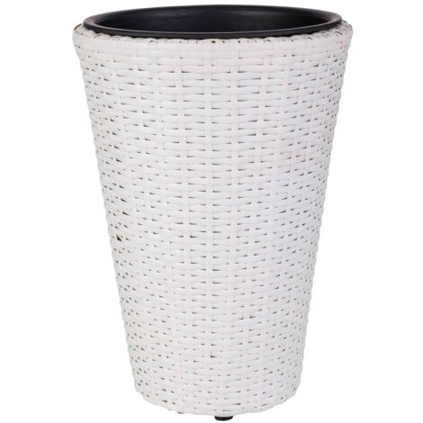 Macetero de poliratán blanco d28x40