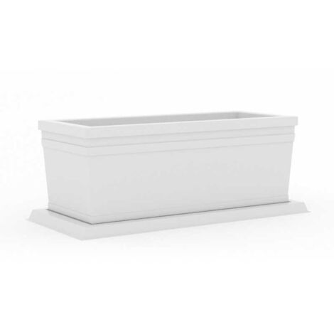 Macetero decorativo clásico tradicional de 100x47H38 en polímero blanco resistente para plantas de jardín y terraza - Hecho en Italia - Monacis