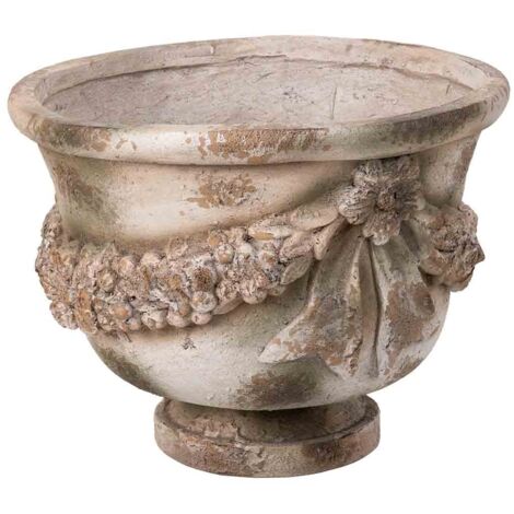 Macetero decorativo color piedra, 40x40x31h cm