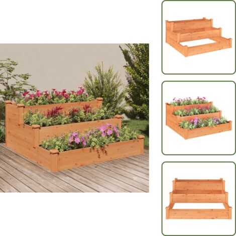 Macetero decorativo - vidaXL Jardinera arriate madera maciza de abeto marrón 120x120x56 cm - Jardinera con fondo abierto