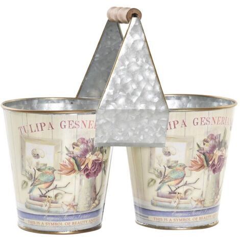Macetero DKD Home Decor Rosa Metal Shabby Chic 24 x 12 x 23 cm