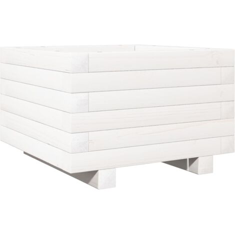 Macetero elevado bandeja plantas flores terraza jardín 40 x 40 x 26,5 cm madera maciza de pino blanco 020037529