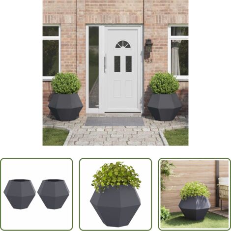 Macetero exterior -  Jardinera 2 pcs Antracita 75 x 75 x 60 cm Acero