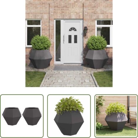 Macetero exterior -  Jardinera 2 pcs Negro 100 x 100 x 80 cm Acero