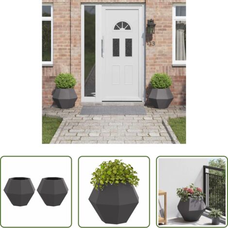Macetero exterior -  Jardinera 2 pcs Negro 50 x 50 x 40 cm Acero