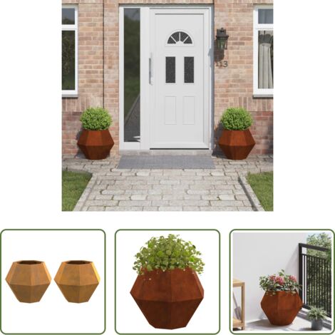 Macetero exterior - Jardinera 2 pcs Oxidado 50 x 50 x 40 cm Acero autopatinable