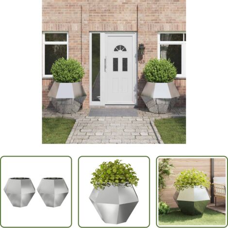 Macetero exterior -  Jardinera 2 pcs Plateado 100 x 100 x 80 cm Acero Galvanizado