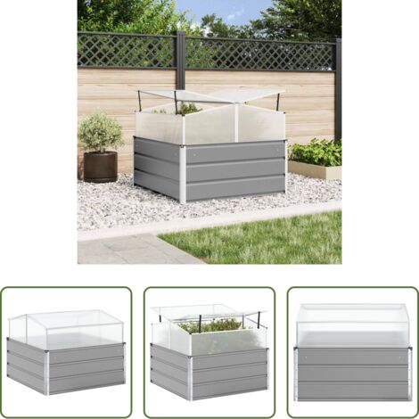 Macetero exterior -  Jardinera Gris Claro 100 x 100 x 77 cm Acero Galvanizado