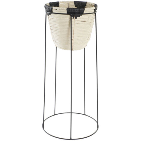 Macetero Fibra Metal 30X30X62 Natural MC198871