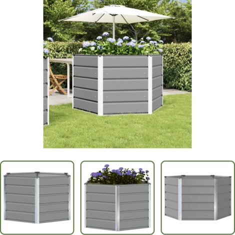 Macetero hexagonal -  Jardinera Gris Claro 129 x 129 x75 cm Acero