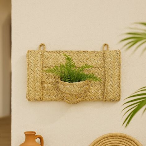 MACETERO HORIZONTAL ESPARTO 1 PLANTA FEZ 24X18X48 CM D&L
