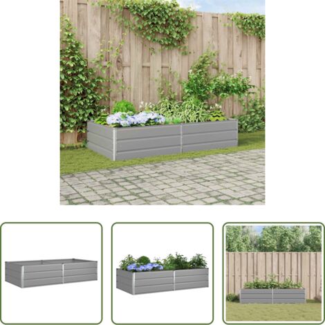 Macetero industrial -  Jardinera Gris Claro 195 x 100 x 45 cm Acero Galvanizado
