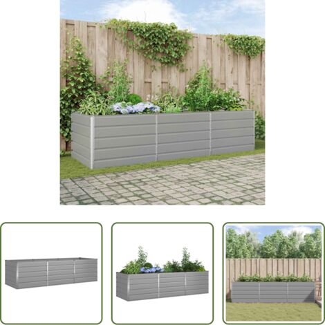Macetero industrial - Jardinera Gris Claro 290 x 100 x 75 cm Acero Galvanizado