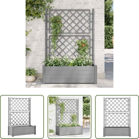 Macetero -  Jardinera con enrejado PP gris piedra 100x43x142 cm