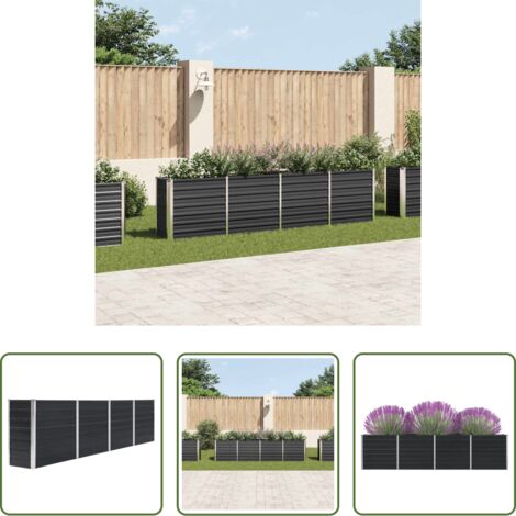 Macetero -  Jardinera elevada acero galvanizado gris antracita 320x40x77 cm