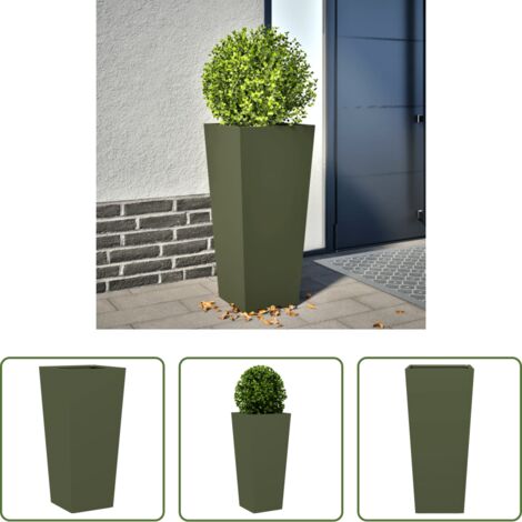 Macetero -  Jardinera hexagonal acero verde oliva 35x35x75 cm