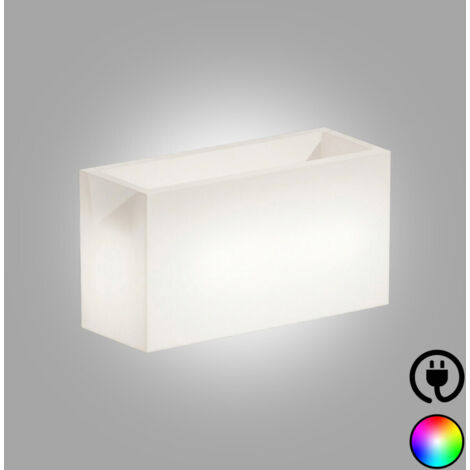 Macetero luminoso de diseño de 80x35 cm y 50 cm de alto, en polímero con LED multicolor para interiores y exteriores. Hecho en Italia - Monacis